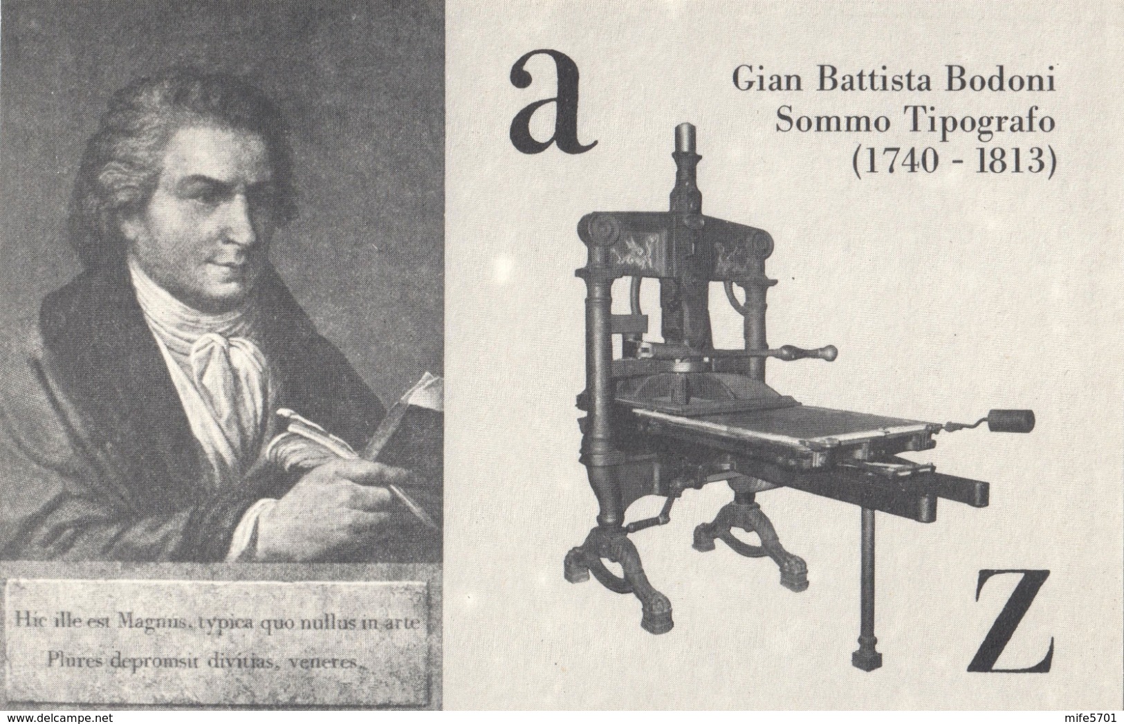 CARTOLINA RICORDO ANNIVERSARIO MORTE GIAN BATTISTA BODONI (1740 - 1813) 19.2.1983 INCISORE TIPOGRAFO - PARMA ITALIA - 1981-90: Storia Postale