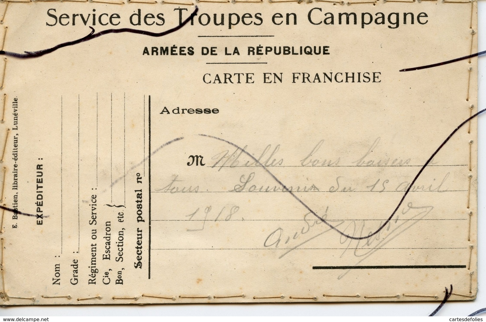 CPA Colorisée Système Brodée. SOUVENIR DE LORRAINE. Croix De Lorraine . 1918. - Altri & Non Classificati