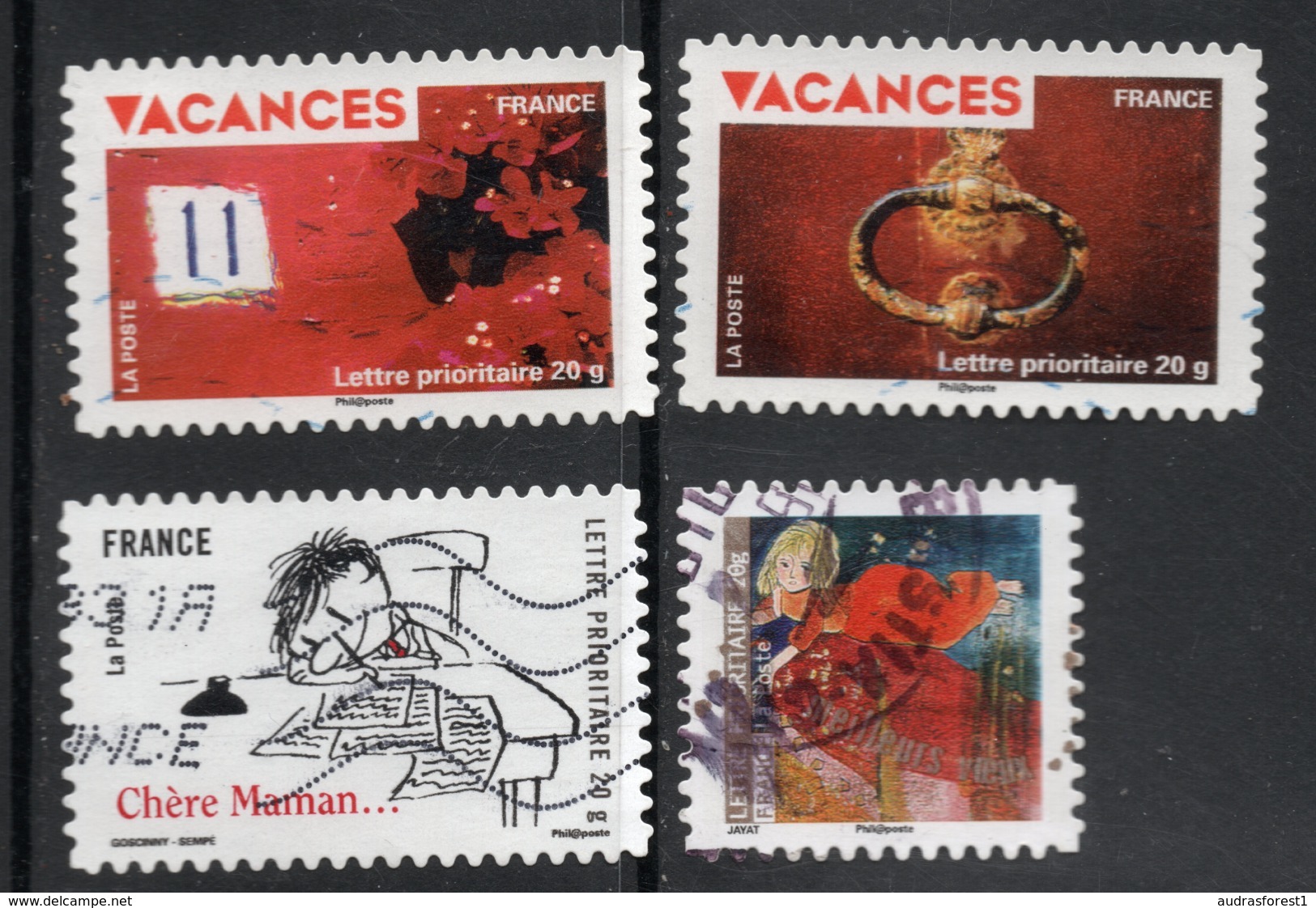 France 4 Timbres Autoadhésif Oblitéré.emis En 2009 - Used Stamps