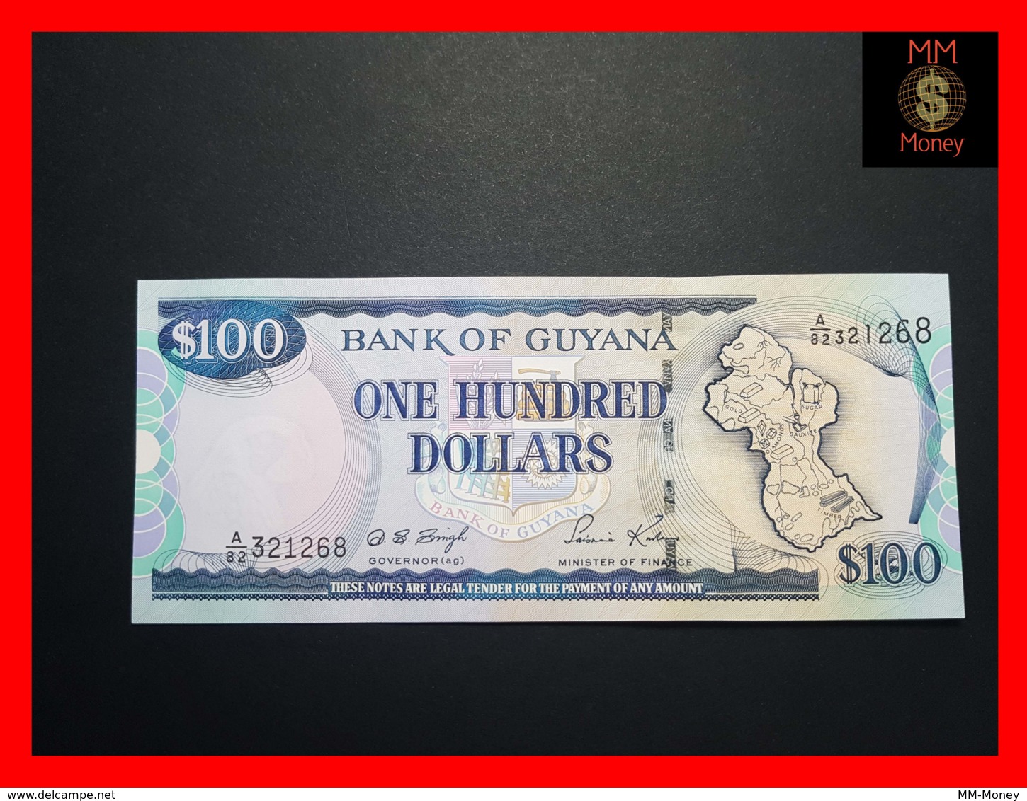 GUYANA 100 $  1998  P. 31  Sig.  Singh - Kowlessar   UNC - Guyana