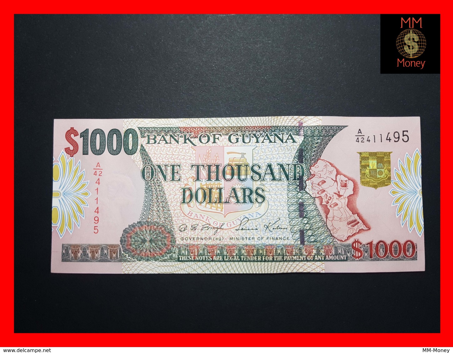 GUYANA 1.000  1000 $  1999  P. 35  Sig. Singh - Kowlessar  UNC - Guyana