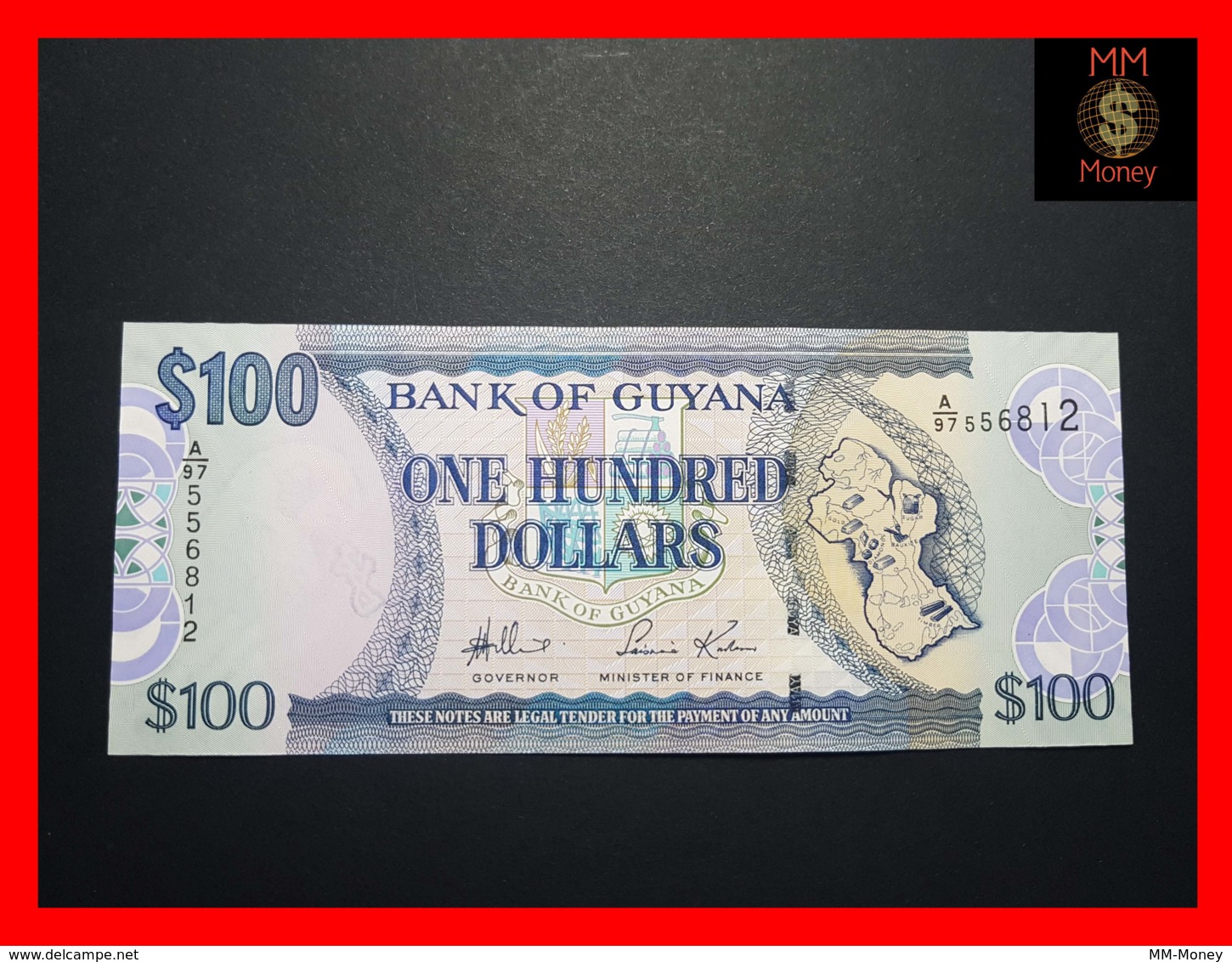 GUYANA 100 $  2005 P. 36 A  Sig. Williams - Kowlessar   UNC - Guyana