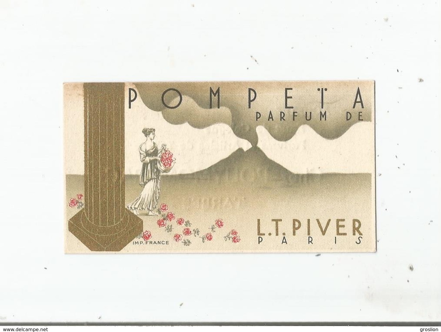 POMPETA PARFUM DE L T PIVERS PARIS CARTE PARFUMEE ANCIENNE - Profumeria Antica (fino Al 1960)