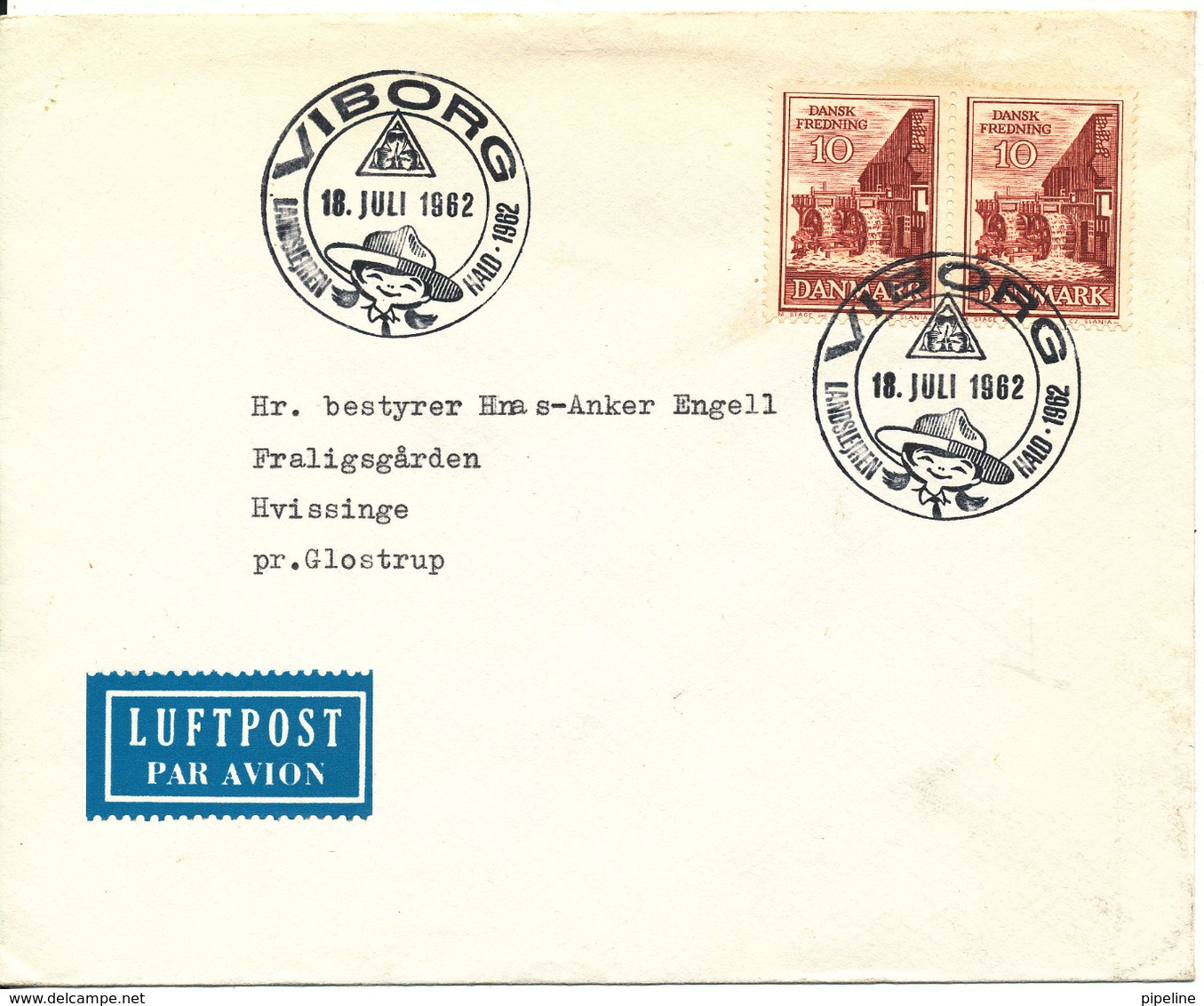 Denmark Cover Scout Scouting Viborg 18-7-1962 Landslejren Hald 1962 - Covers & Documents