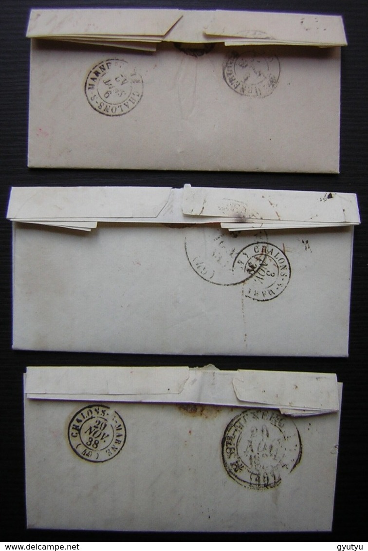 Saint Martin D'Ablois (Marne) Boite Rurale E Lot De 3 Lettres Cad Epernay Différents Types 1838 1839 1842 Pour Epense - 1801-1848: Précurseurs XIX