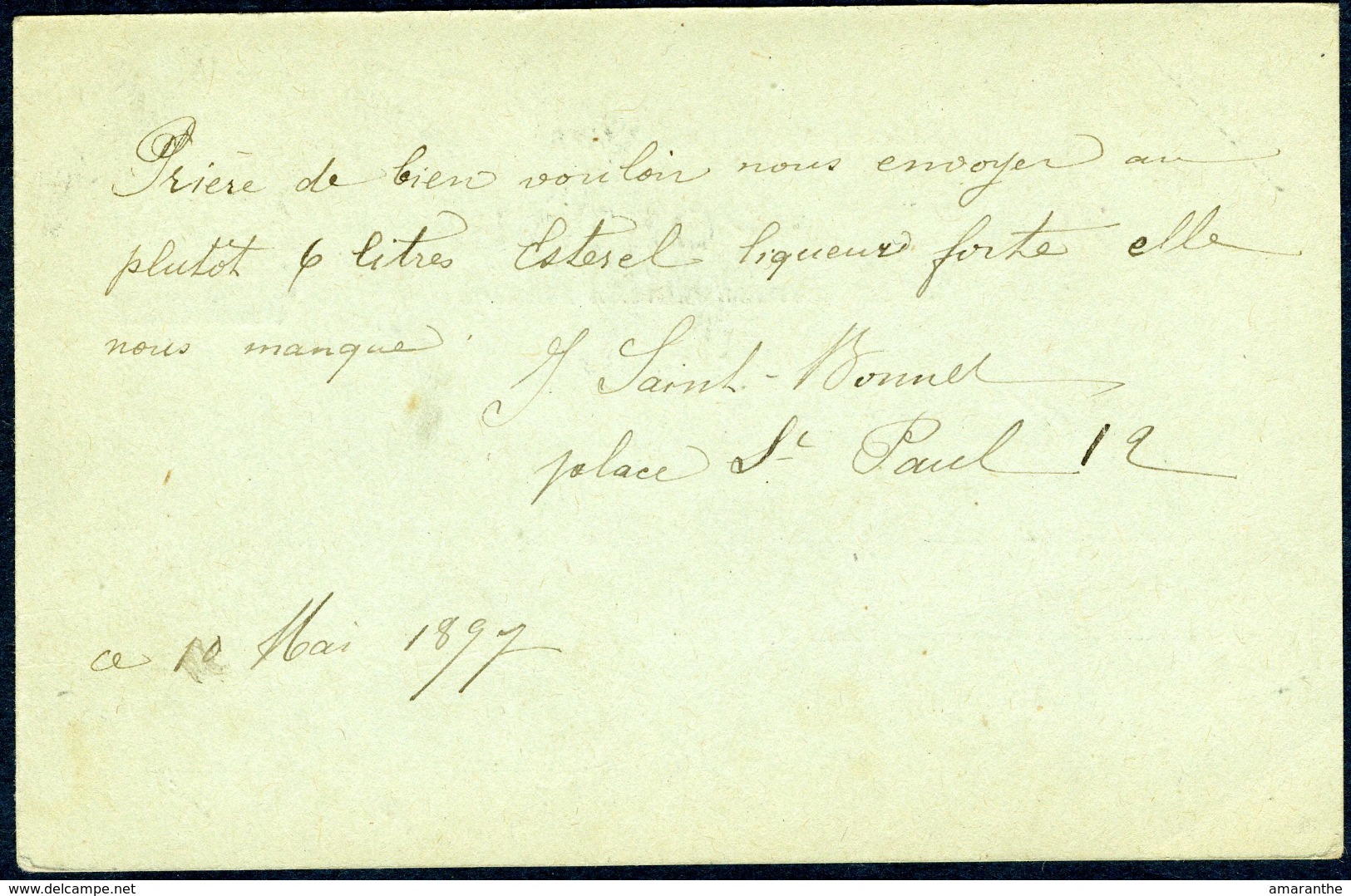 Type Sage - 10 C Noir Carton Vert (1896) Cachets De Lyon 1897 - Cartoline Postali E Su Commissione Privata TSC (ante 1995)