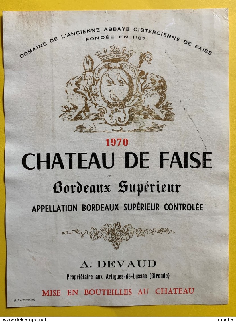 11589  - Château De Faise 1970 - Bordeaux