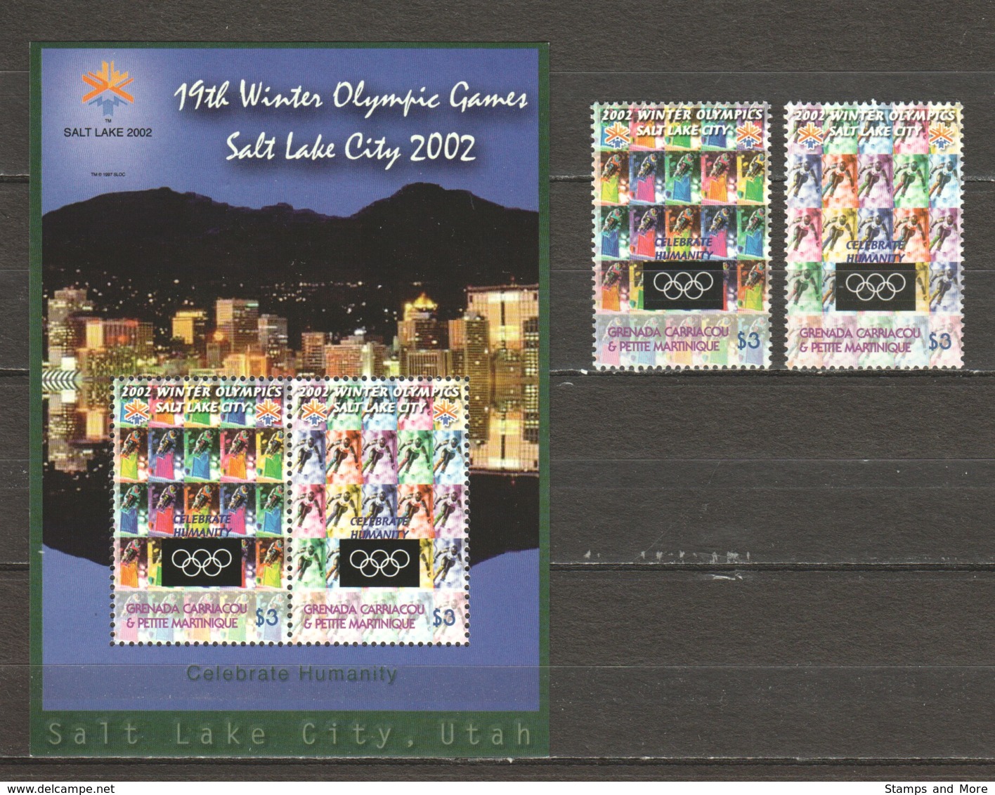 Grenada Grenadines 2002 Mi 3768-3769 + Block 546 MNG WINTER OLYMPICS SALT LAKE CITY - Inverno2002: Salt Lake City