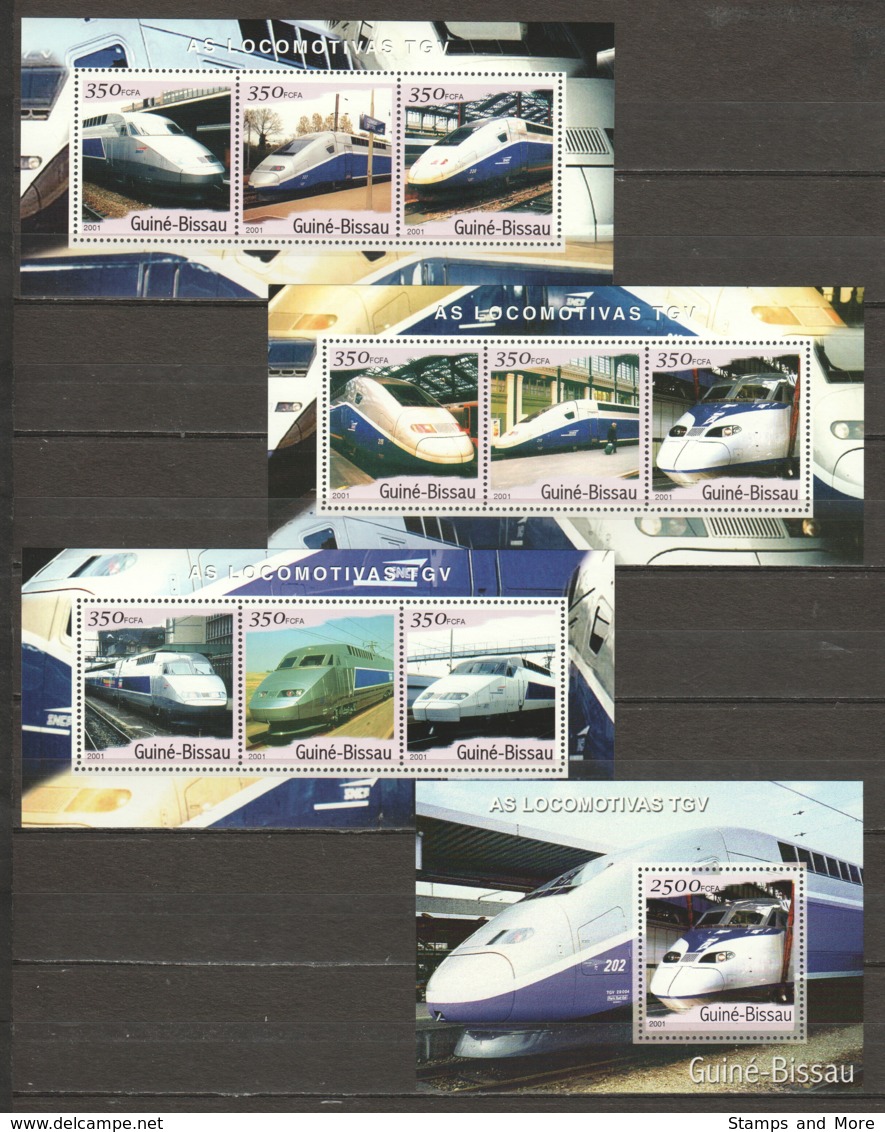 Guinee Bissau 2001 - MNH Set TGV LOCOMOTIVES - Trains