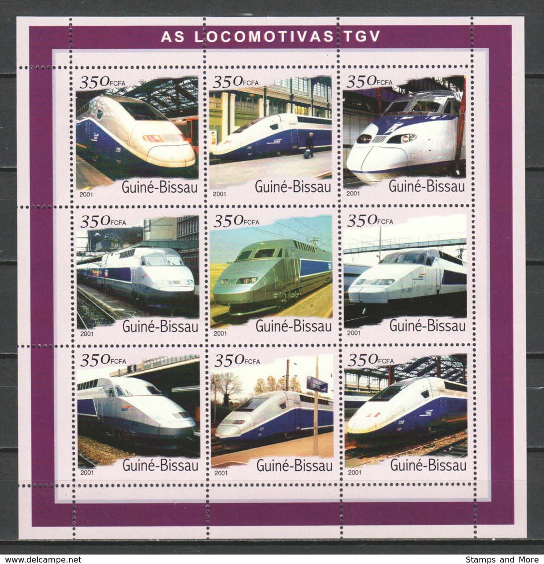 Guinee Bissau 2001 Kleinbogen Mi 1854-1862 MNH TGV LOCOMOTIVES - Treinen