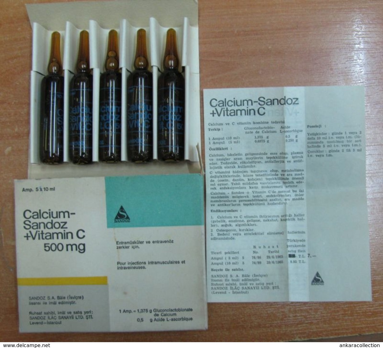 AC - CALCIUM SANDOZ + VITAMIN C 4 AMPOULES IT IS FOR COLLECTION NOT USABLE VINTAGE MEDICINE - Medical & Dental Equipment