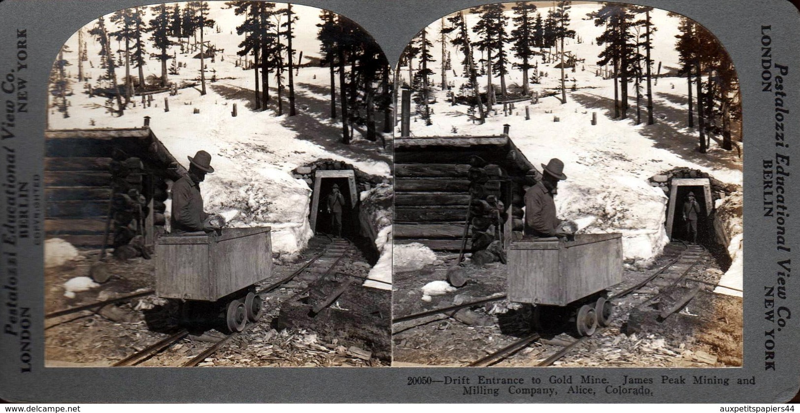 Keystone View Company - 1900 - USA 20050 Drift Entrance To Gold Mine, James Peqk Mining & Milling Cie, Alice, Colorado - Photos Stéréoscopiques