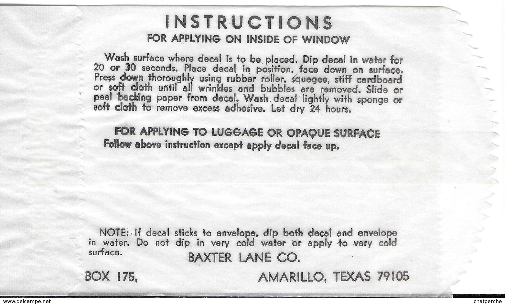 AUTOCOLLANT STICKER DÉCALCOMANIE ETATS-UNIS USA SOUTH DAKOTA DAKOTA DU SUD  BAXTER LANE CO AMARILLO TEXAS - Autres & Non Classés