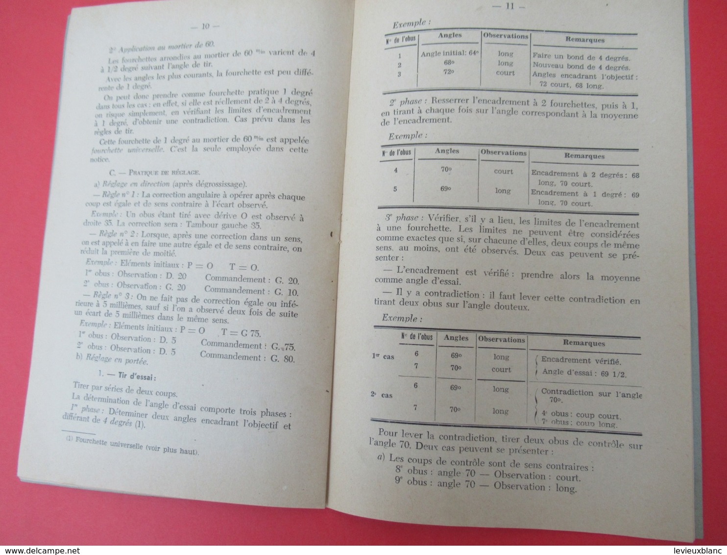 Livret/Ecole D'application De L'Infanterie/Mortier De 60 Mm Instruction Du Tir/ 1956   VPN201 - Francese