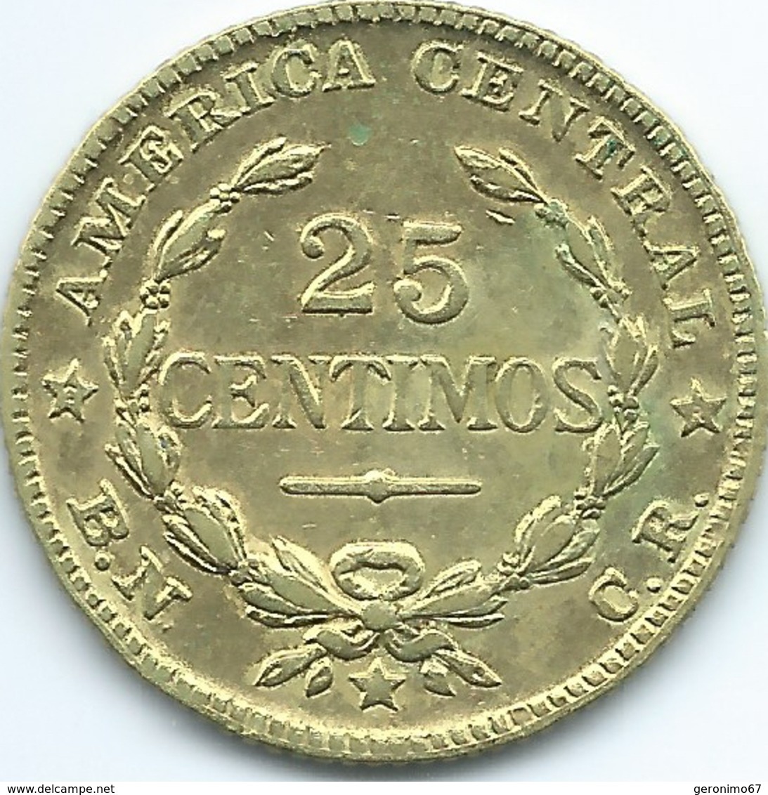 Costa Rica - 1944 - 25 Centimos (KM181) Brass Coin - Costa Rica