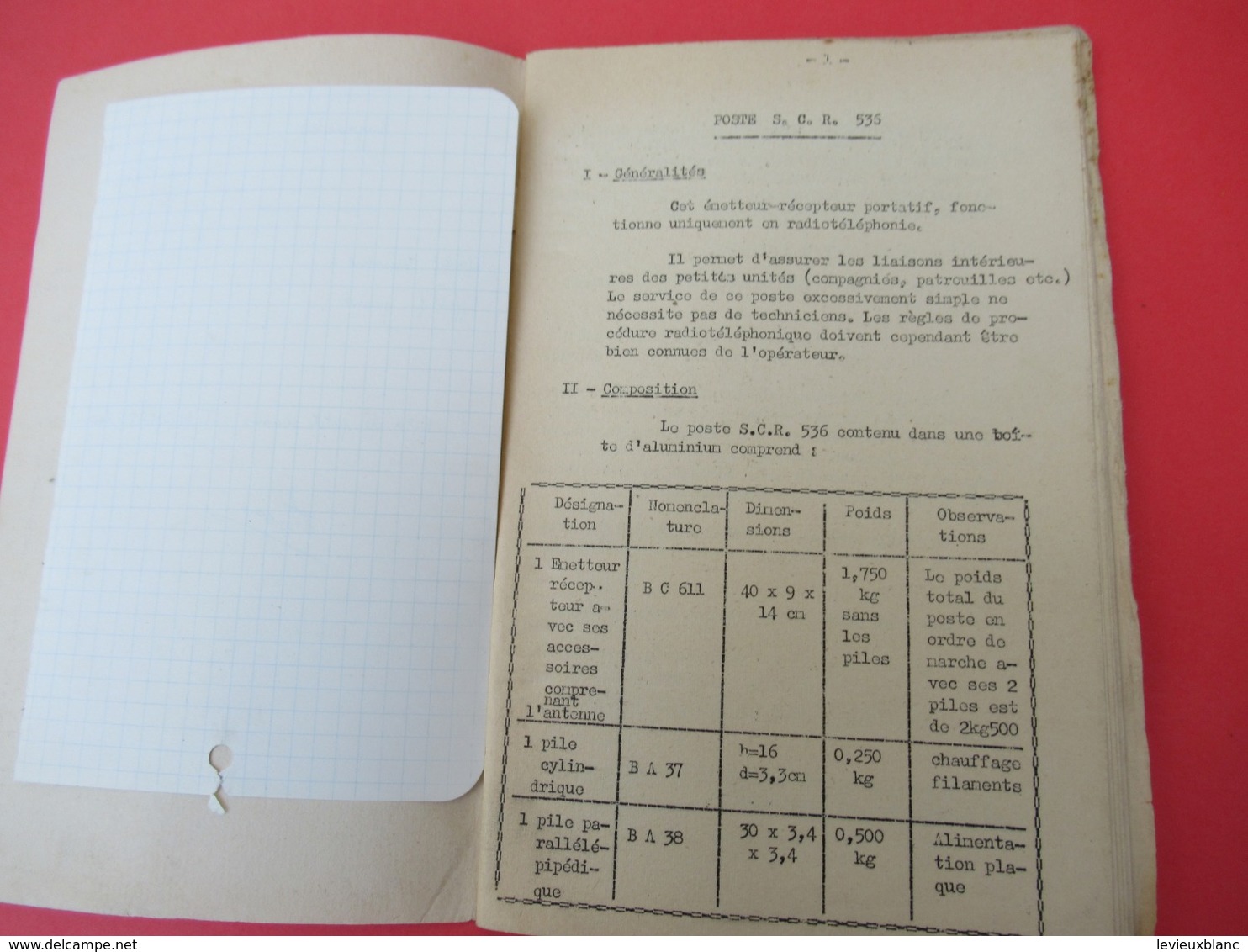 Livret/ ESAA/ Instruction Transmissions / Norice D'Emploi Des Postes SCR 536 Et SCR 300 /1958  VPN202 - Französisch