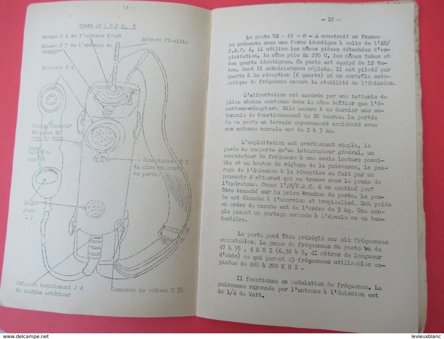 Livret/ ESAA/ Instruction Transmissions / Norice d'Emploi des Postes SCR 536 et SCR 300 /1958  VPN202