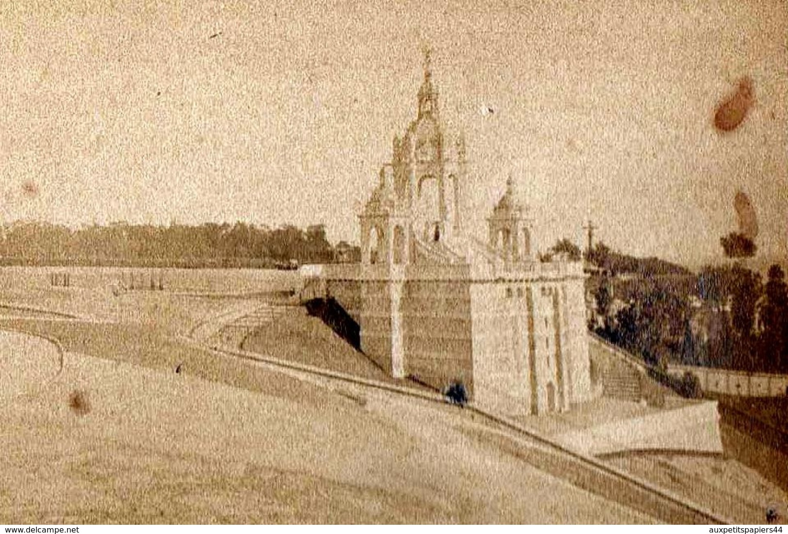 Gd Tirage Photo Albuminé Original Cartonné Bonsecours - 76240 (Seine-Maritime) Eglise & Monument Jeanne D'Arc A. Boulay - Anciennes (Av. 1900)