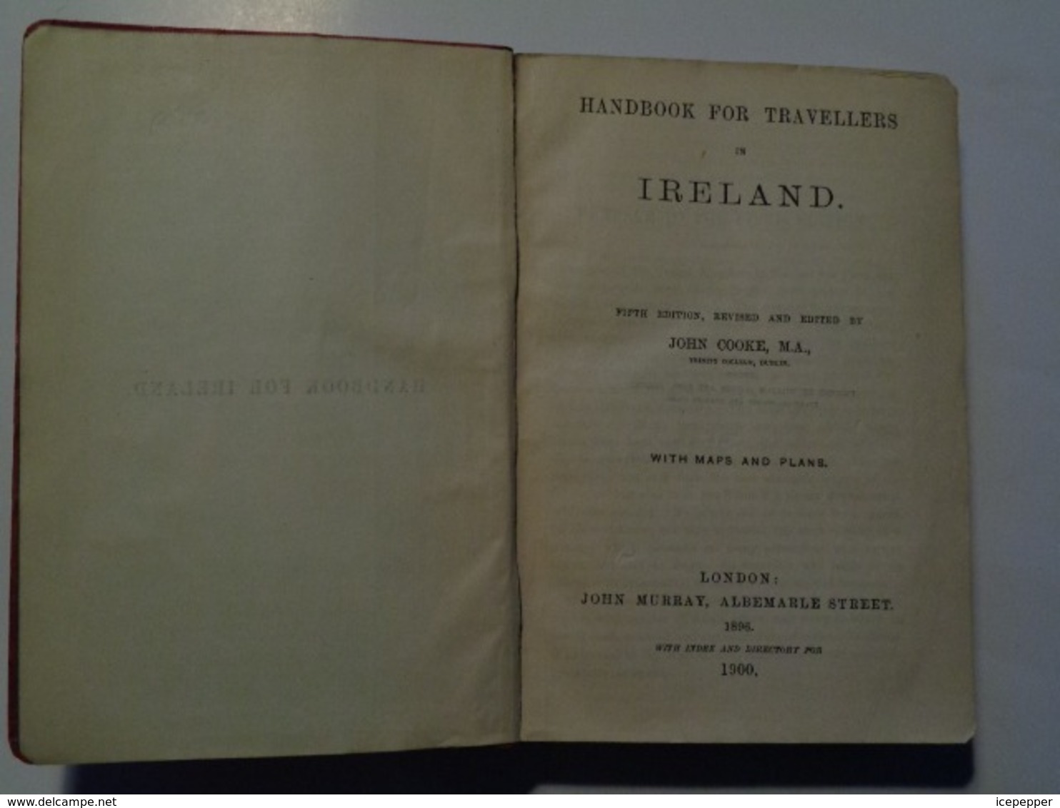 MURRAY'S HAND-BOOK IRELAND  By J.Cooke Edit Murray 1896 - Europe