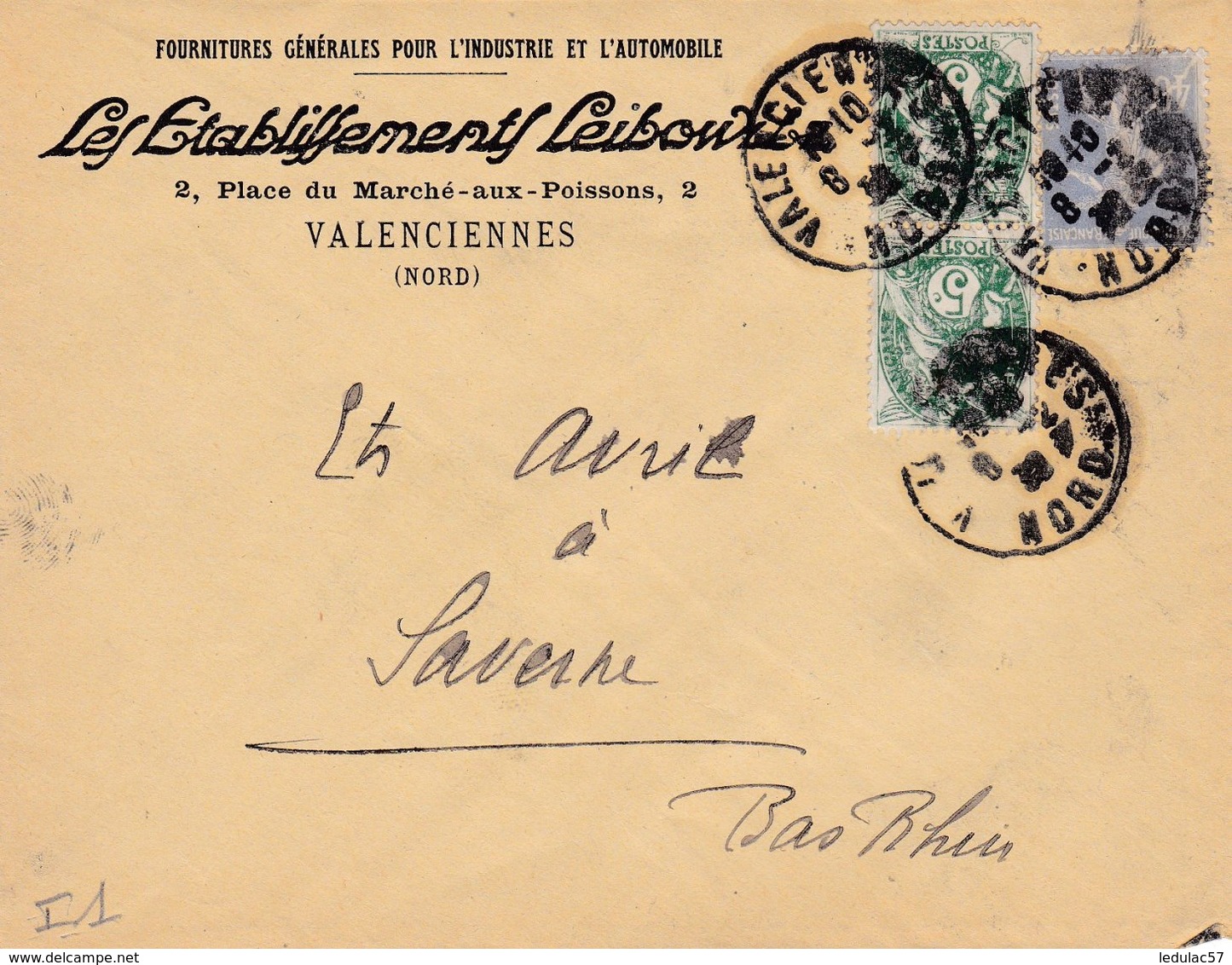 Affr.Composé Des N°111et N°237 / Lettre  Des Ets Leibourd à Valenciennes(Nord) - 1877-1920: Période Semi Moderne