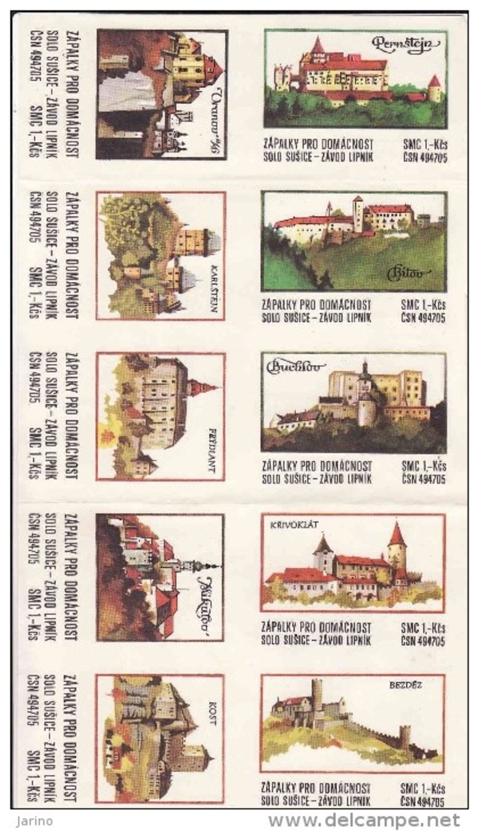 Boites D'allumettes-etiquettes,match Labels,etiketten, Czechoslovakia 1972,grand Etikette 55x77mm,Czech Castles-chateaux - Boites D'allumettes - Etiquettes