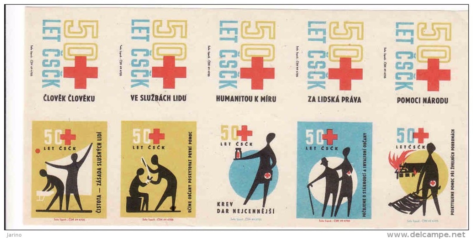 Boites D'allumettes-etiquettes,matchbox Labels,Czechoslovakia,Croix Rouge,red Cross,Rotes Kreuz,Croce Rossa - Boites D'allumettes - Etiquettes