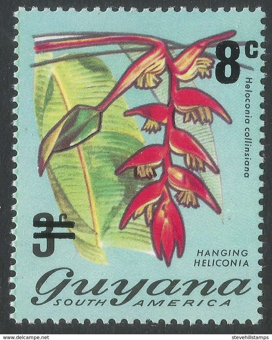 Guyana. 1975 Surcharge. 8c On 3c MH. SG 620 - Guyana (1966-...)