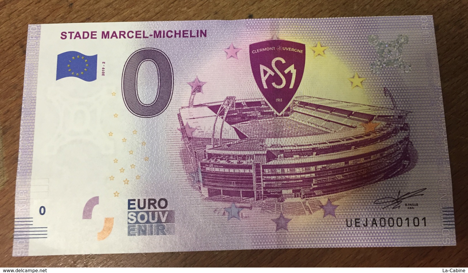 63 CLERMONT FERRAND STADE MICHELIN  BILLET 0 ZERO EURO SOUVENIR 2019 BANKNOTE 0 ZERO EURO SCHEIN PAPER MONEY - Autres & Non Classés