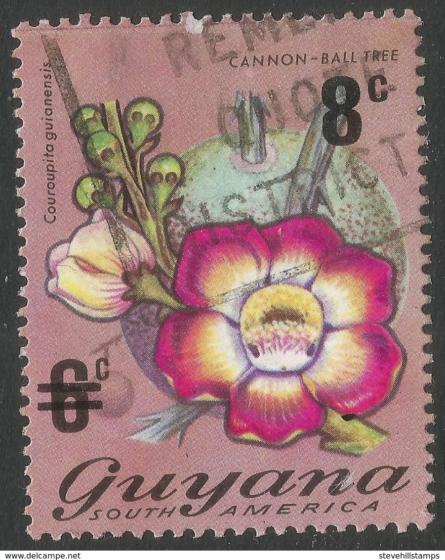 Guyana. 1975 Surcharge. 8c On 6c Used. SG 601 - Guyana (1966-...)