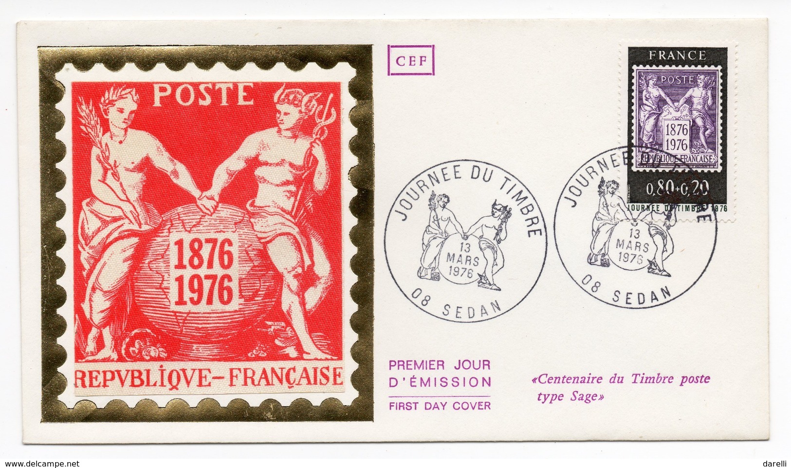 FDC France 1976 - Journée Du Timbre 1976 - Centenaire Du Type Sage YT 1870 - 08 Sedan - 1970-1979