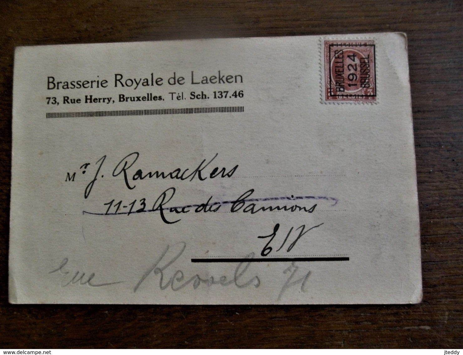 Oude Kaart 1924  BOCK-- PILSEN  -- ROYALAEKEN   De La BRA.  ROYALE De Laeken - Alcohols