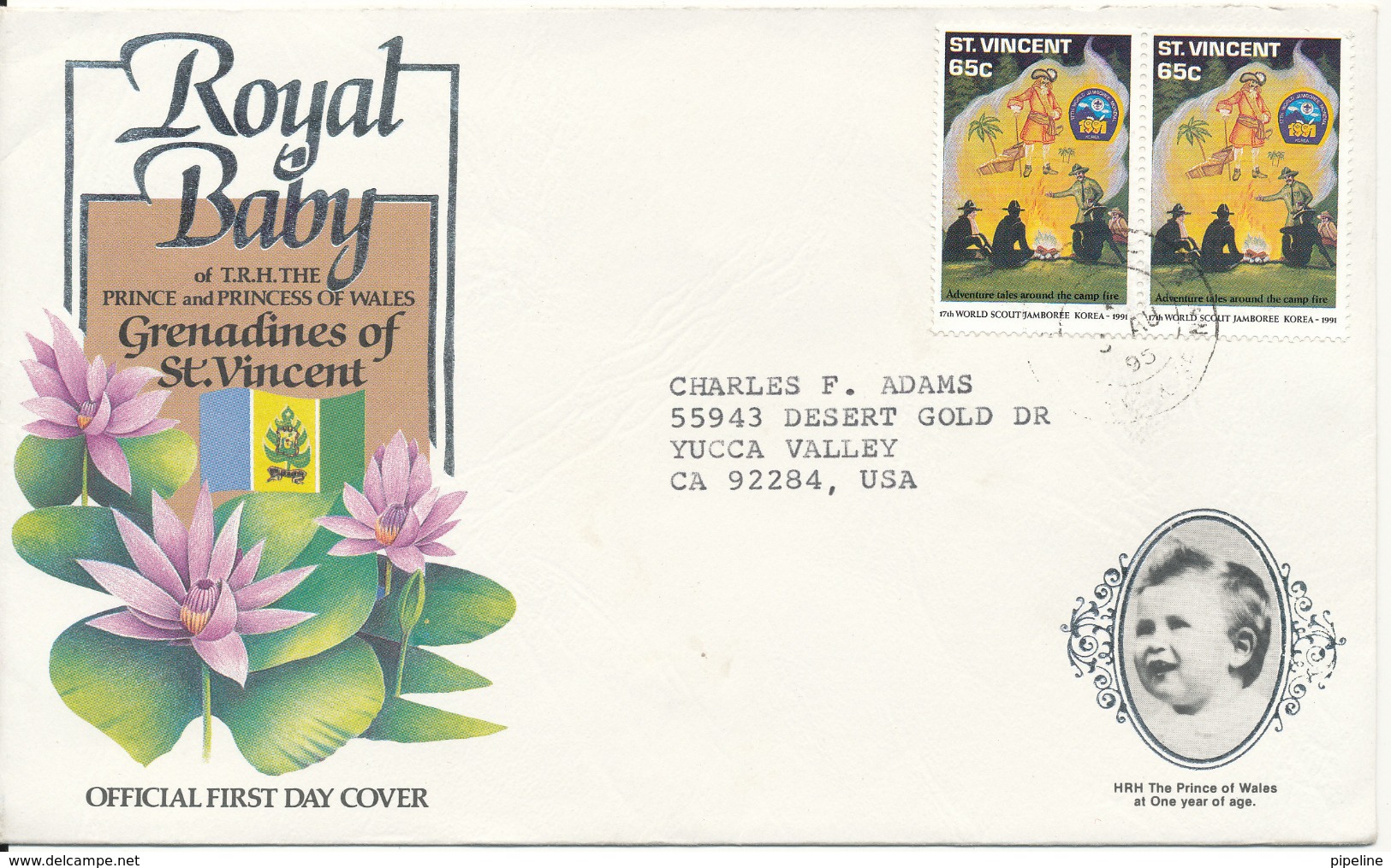 St. Vincent Cover Sent To USA 3-8-1995 With SCOUT SCOUTING Stamps - St.Vincent (1979-...)