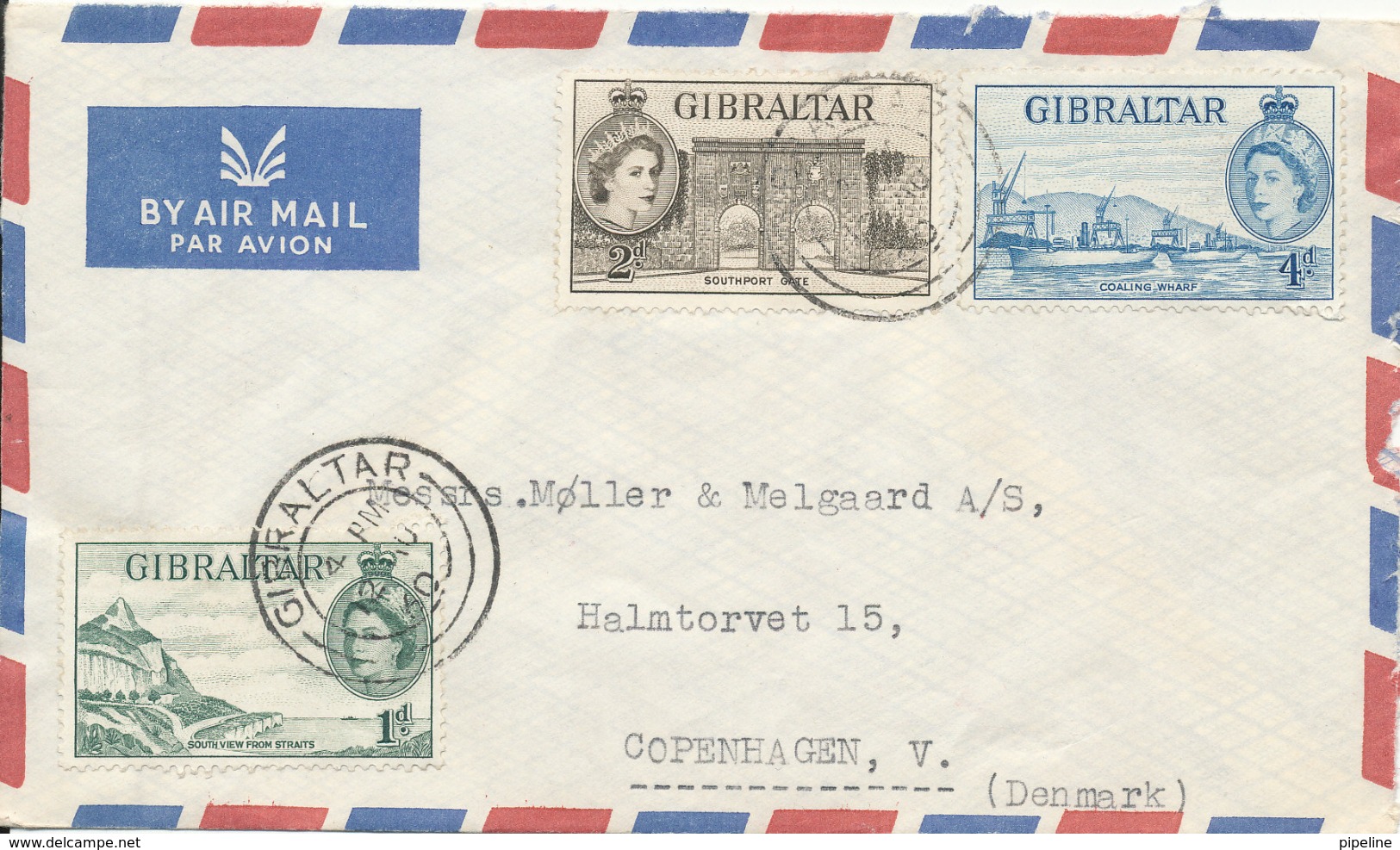 Gibraltar Air Mail Cover Sent To Denmark 12-7-1960 - Gibraltar