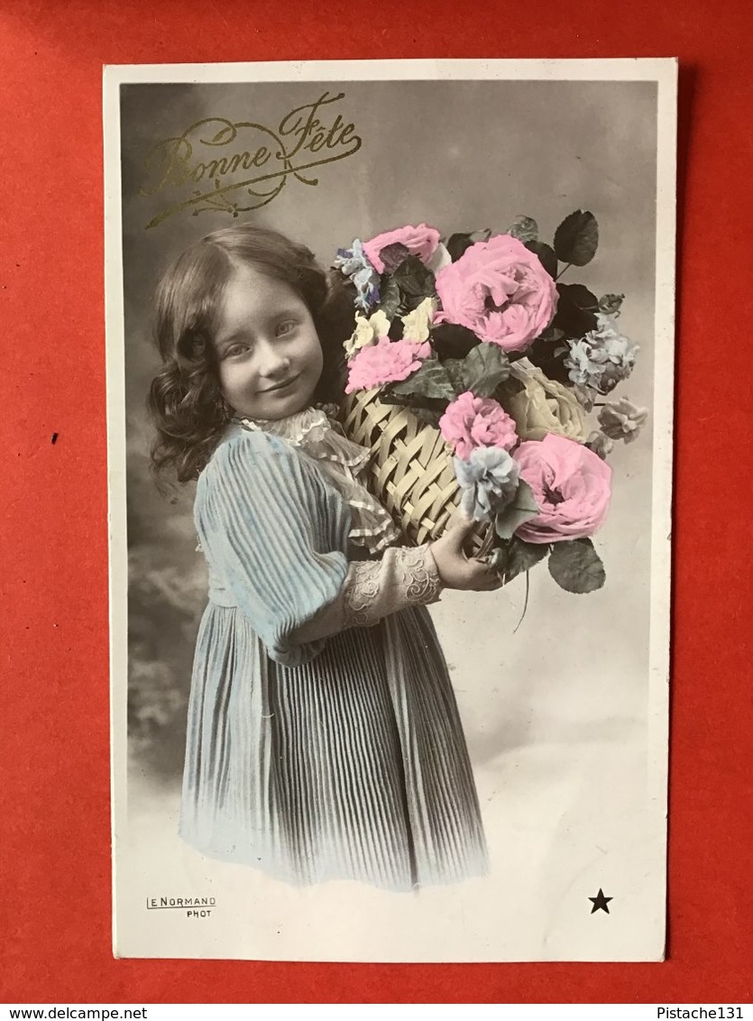 BONNE FETE - MEISJE MET ROZE BLOEMEN - FILLETTE AVEC FLEURS ROZE - Sonstige & Ohne Zuordnung