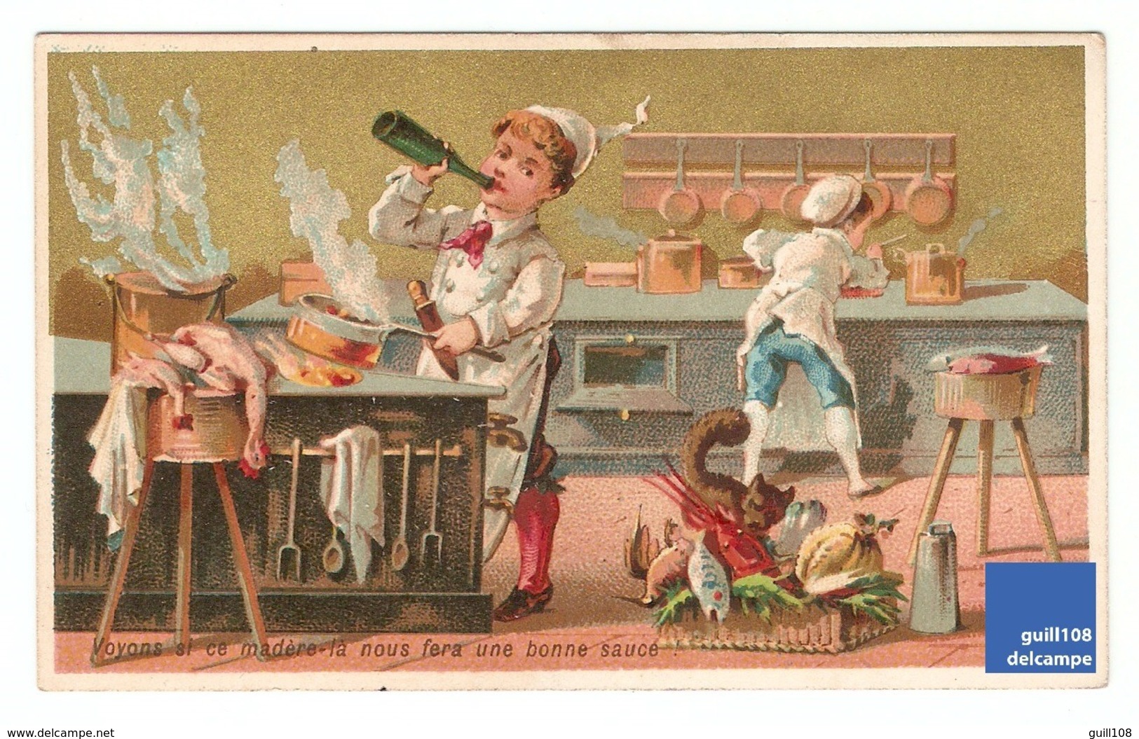 Chromo Dorée Madère Sauce Cuisine Cuisinier Gastronomie Homard Poisson French Gastronomy Victorian Trade Card A25-28 - Tee & Kaffee