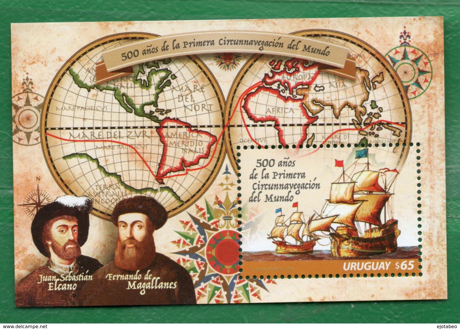 1685 URUGUAY 2019- ( X Por 10) 500 Años De La Primera Vuelta Al Mundo TT: Mapas,Barcos,Banderas,Brújulas,Sombreros - St.Vincent Y Las Granadinas