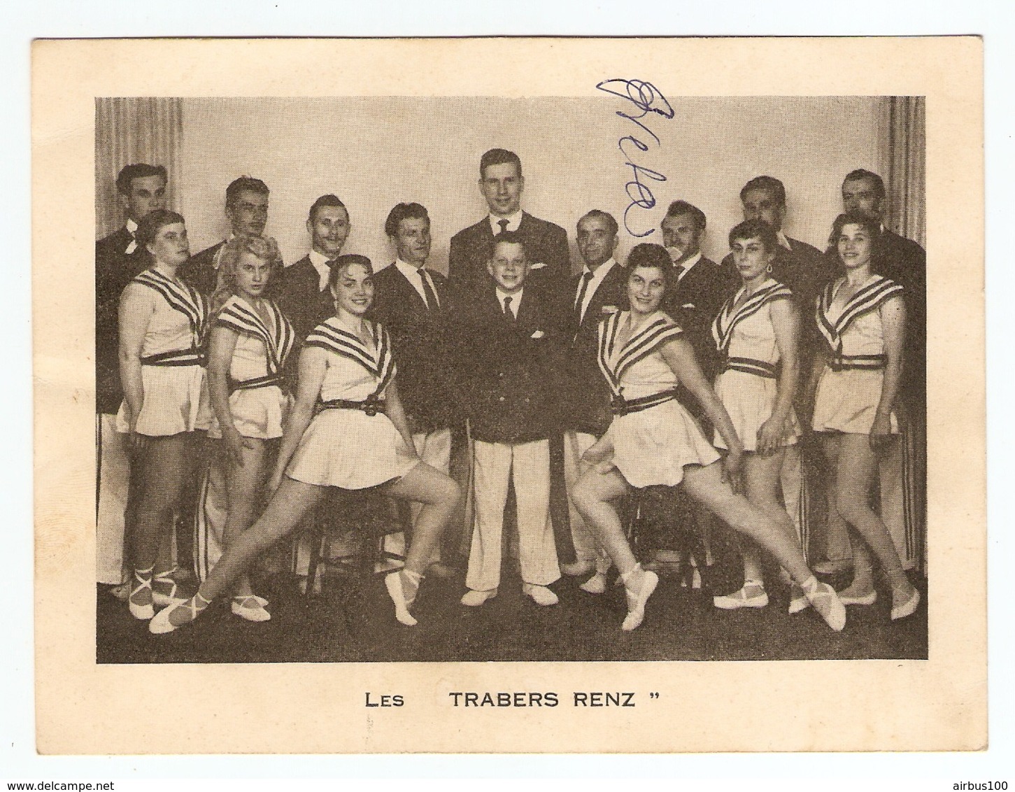 PHOTO LES TRABERS RENZ - AUTOGRAPHE " BRETA " - TROUPE D'ACROBATES & DANSEUSES - ANNEES 1950 - Autographes