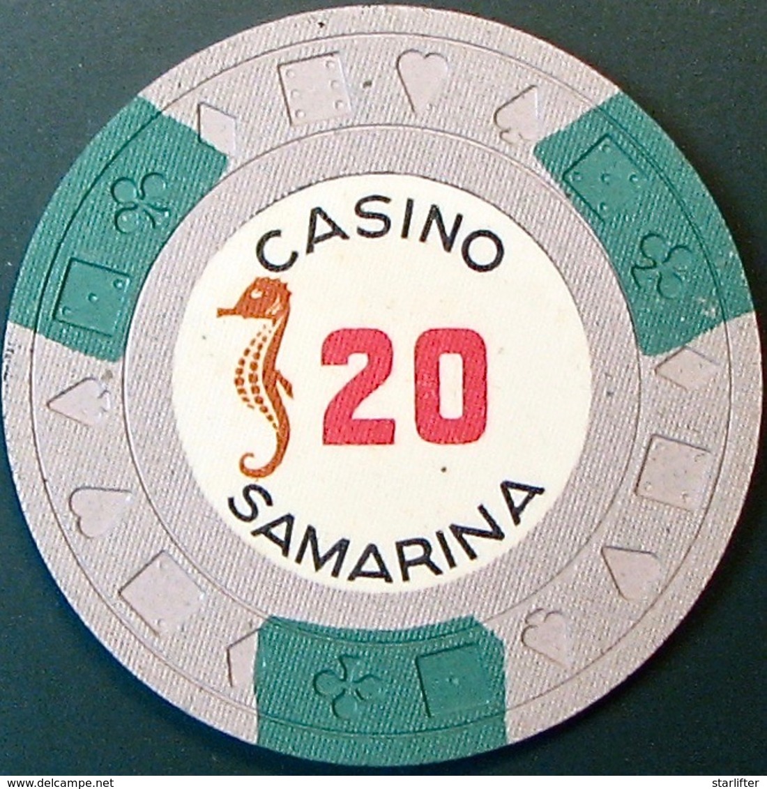 $20 Casino Chip. Casino Samarina, Quito, Ecuador. Q14. - Casino