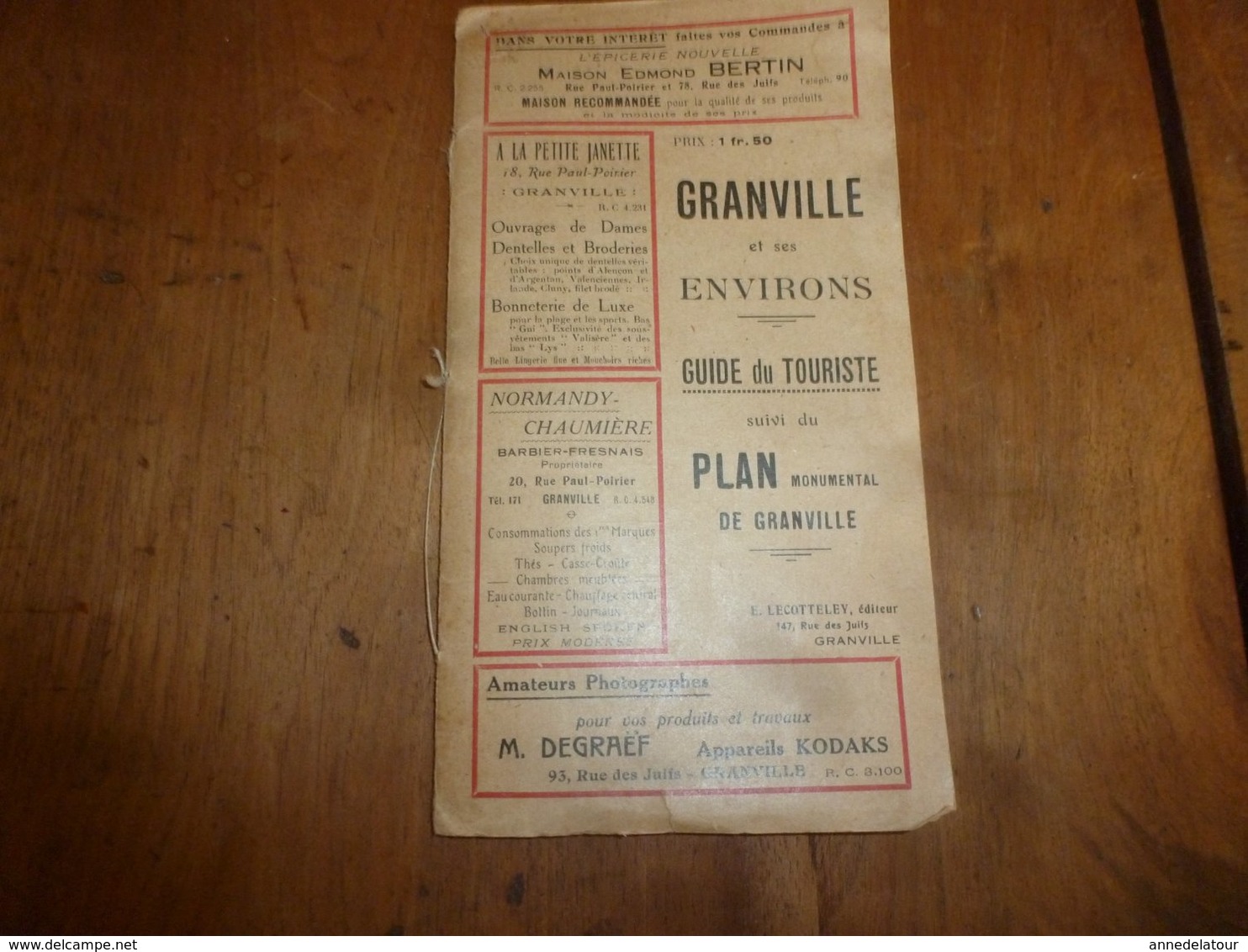1920 ? GRANVILLE : Rare Guide Du Touriste,  édition L. Lecotteley , Avec Plan Monumental De Granville - Collections