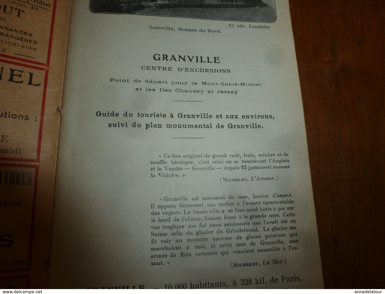 1920 ? GRANVILLE : Rare Guide Du Touriste,  édition L. Lecotteley , Avec Plan Monumental De Granville - Collections