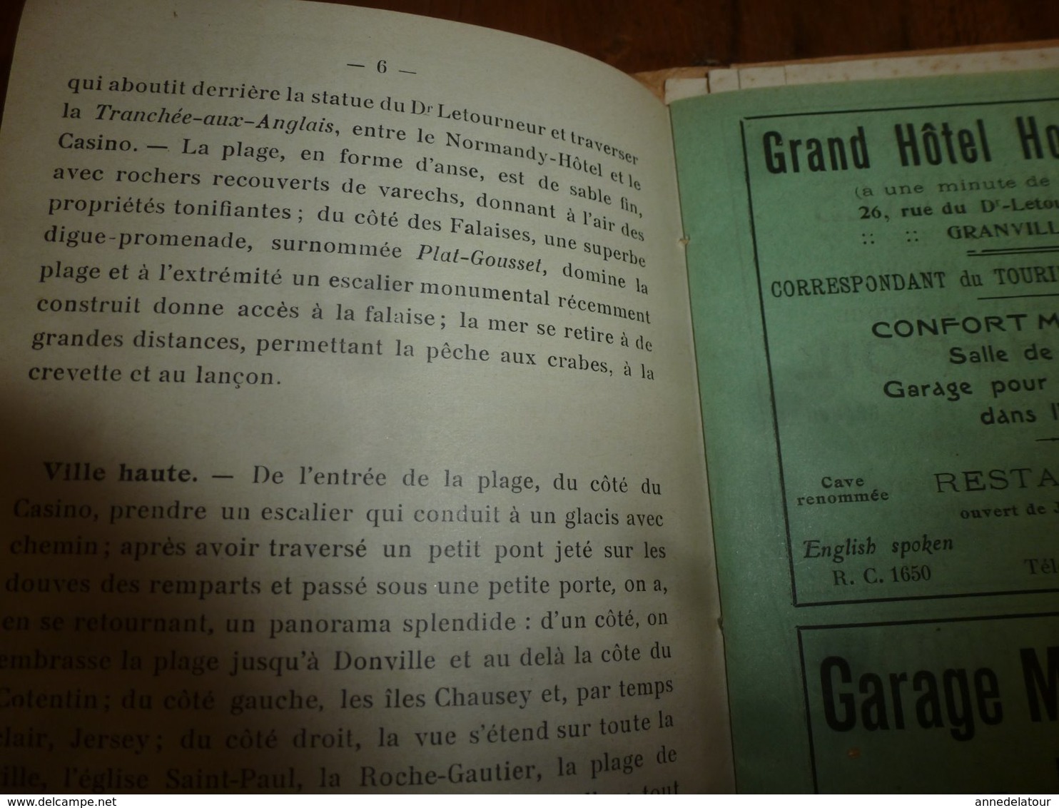 1920 ? GRANVILLE : rare guide du touriste,  édition L. Lecotteley , avec plan monumental de Granville