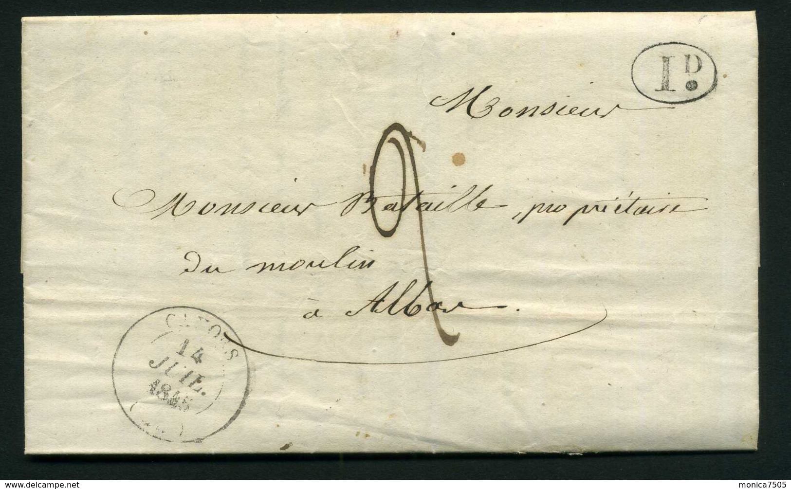 LETTRE  DE  CAHORS    DU  14  JUILLET  1845  POUR ALBAS - 1801-1848: Précurseurs XIX