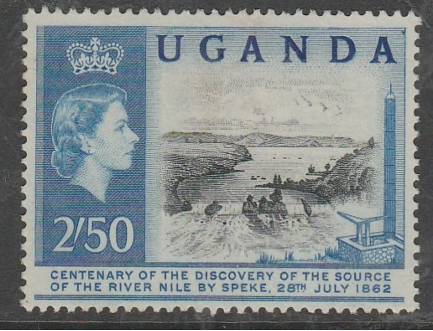 Uganda 1962 The 100th Anniversary Of Speke's Discovery Of Source Of Nile 2/50 Sh Blue/black SW 79 O Used - Uganda (1962-...)