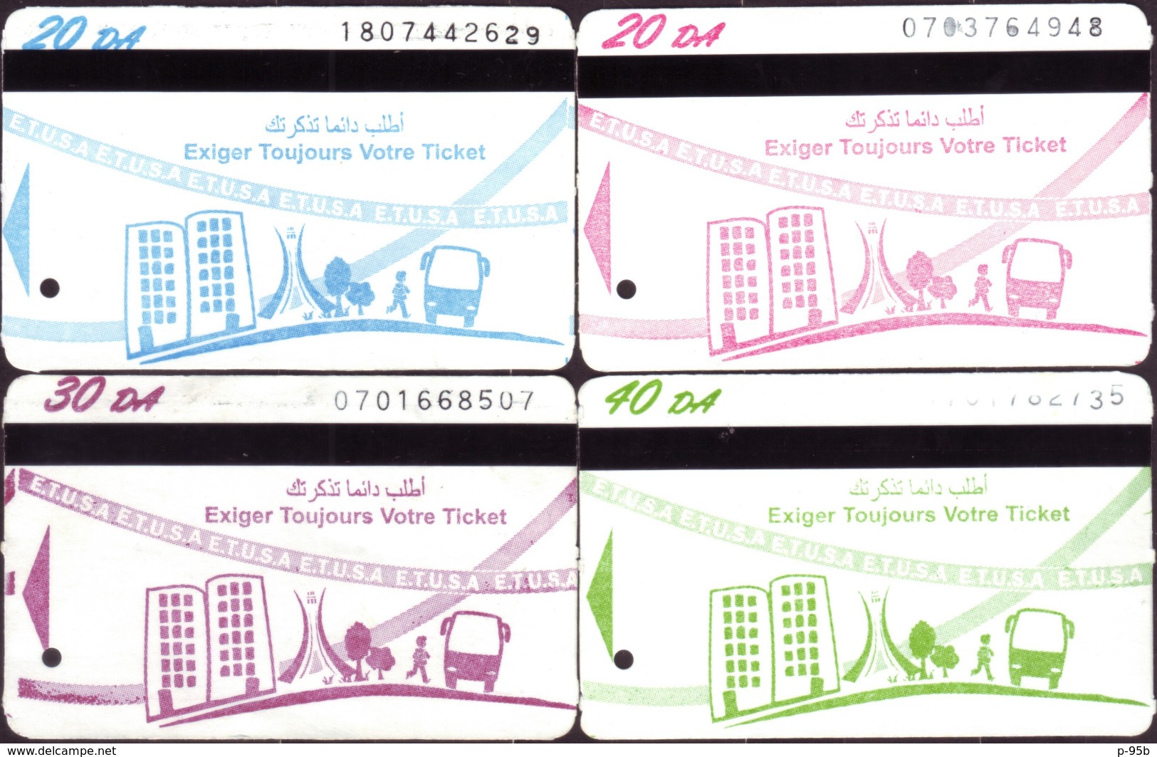 Algérie - 4 Tickets Bus. - Monde