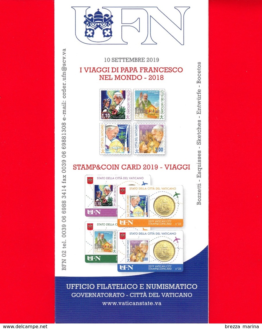 Nuovo - VATICANO - 2019 - Bollettino - Viaggi Di Papa Francesco Nel 2018 - Stamp&Coin Card  - BFN 02 - Cartas & Documentos