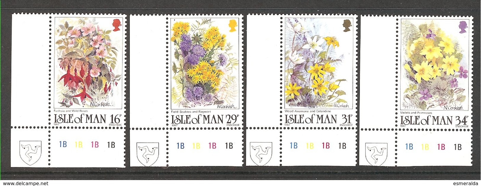 Isle Of Man Yv 344/47 Coin De Feuille N° Planche , Flore, Fleurs Sauvages **  Mnh - Man (Eiland)