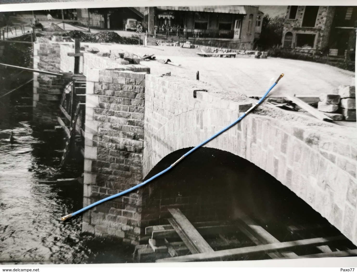 Photo Original 1951, La Roche Reconstruction Pont Du Gravier - La-Roche-en-Ardenne