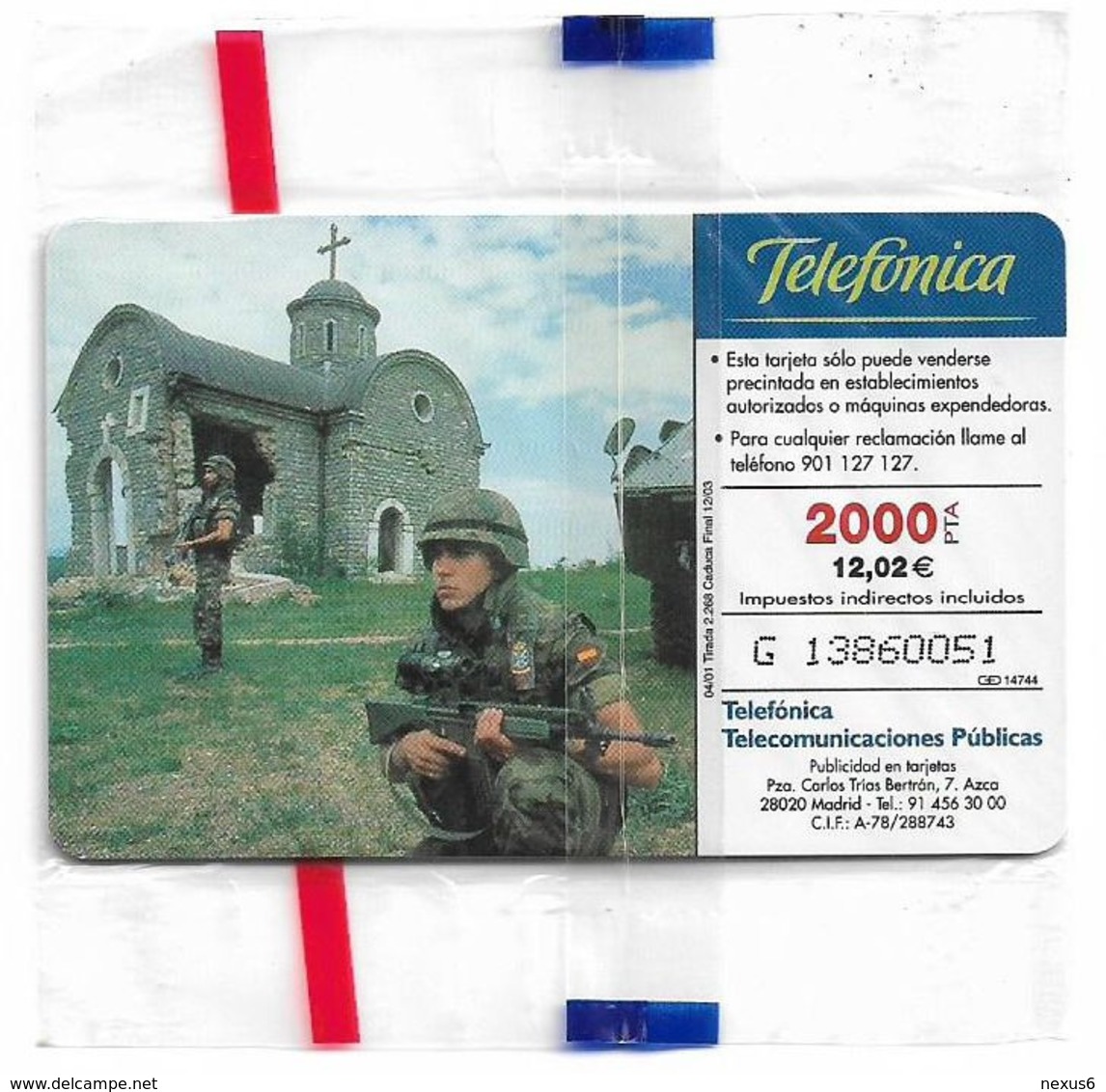 Spain - Telefónica - El Ejercito Espanol En Bosnia - CP-207 - 04.2001, 2.268ex, NSB - Herdenkingsreclame