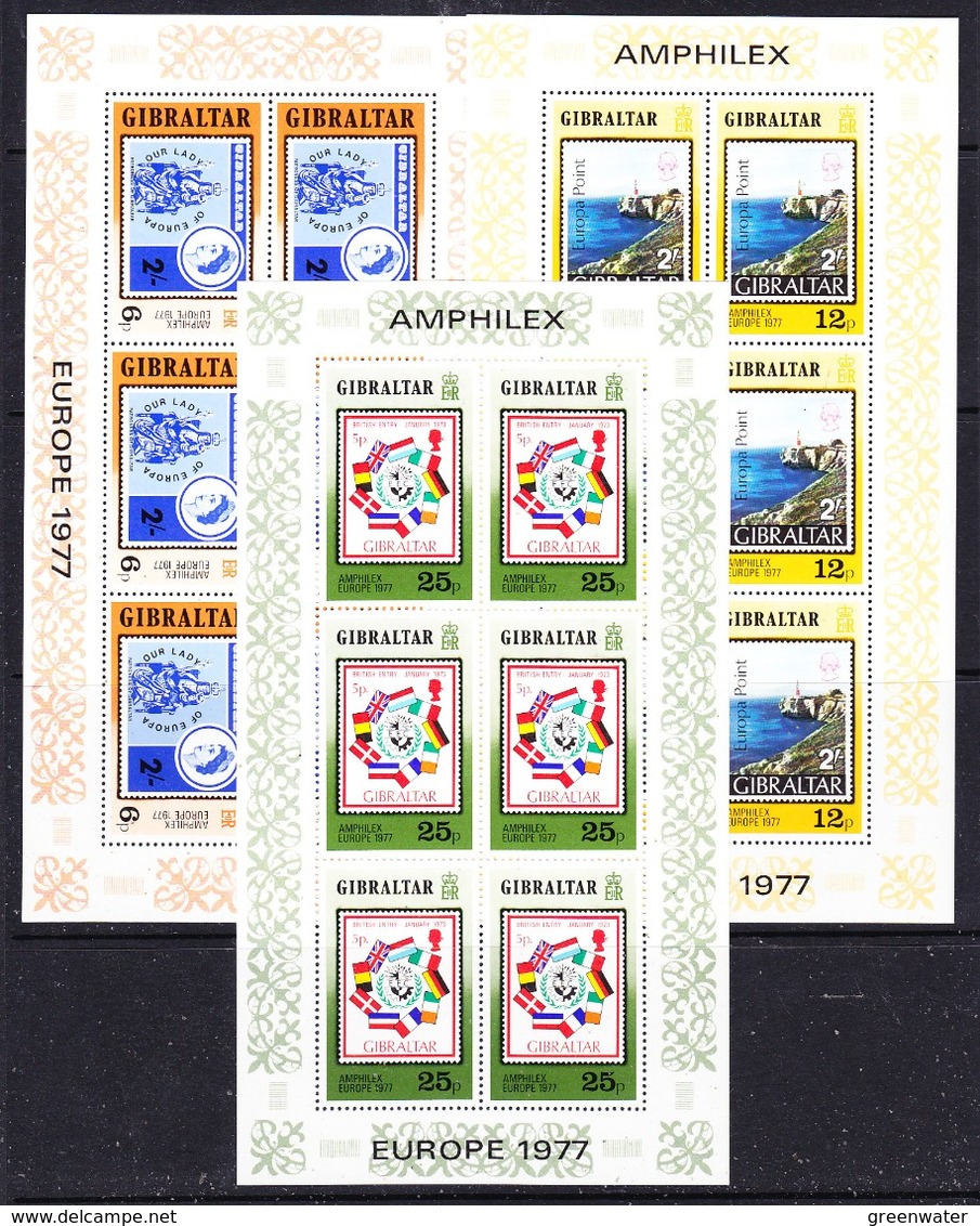 Gibraltar 1977 Europa / Amphilex 3v 3 Sheetlets ** Mnh (44543) - Europese Gedachte