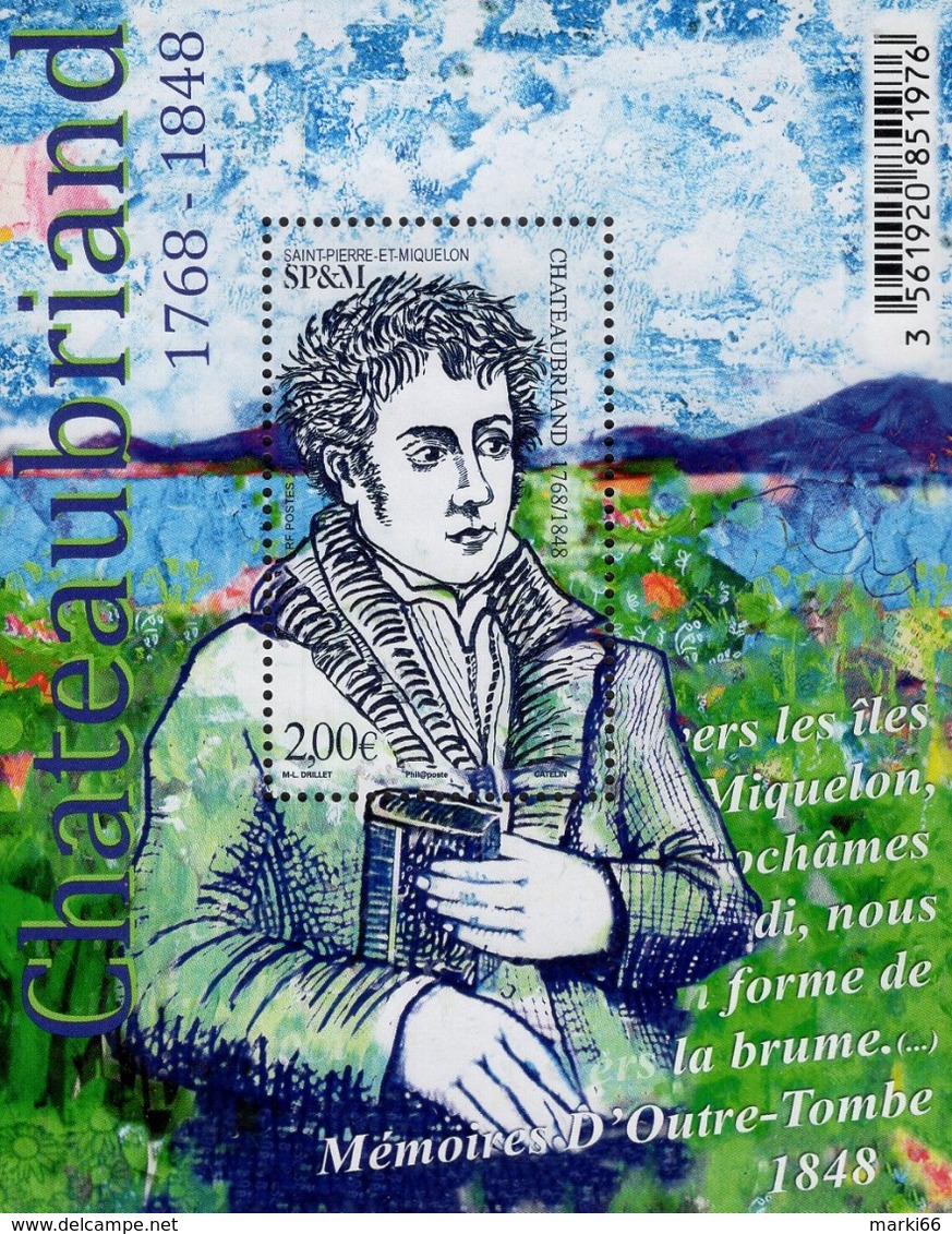St. Pierre & Miquelon - 2019 - François René De Chateaubriand, French Author - Mint Souvenir Sheet - Unused Stamps